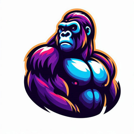 gorilla vector illustration isolated on white background. gorilla mascot design.のイラスト素材