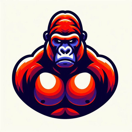 Gorilla mascot. Vector illustration of a gorilla head with two balls.のイラスト素材