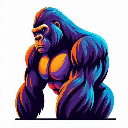 Gorilla on a white background. Vector illustration for your designのイラスト素材