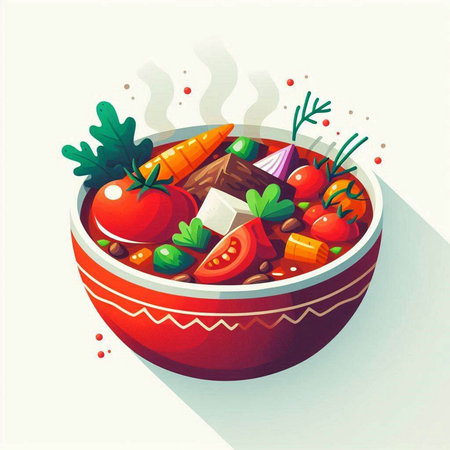 Vegetable salad in a bowl with vegetables. Vector illustration.のイラスト素材