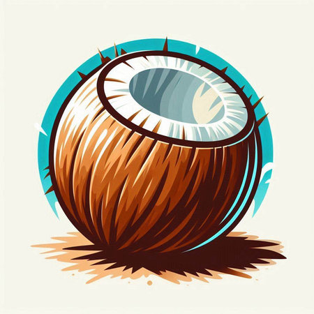 Coconut vector illustration. Hand drawn illustration of a coconut.のイラスト素材