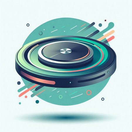 Vector illustration of a blue sound speaker in the form of a circleのイラスト素材