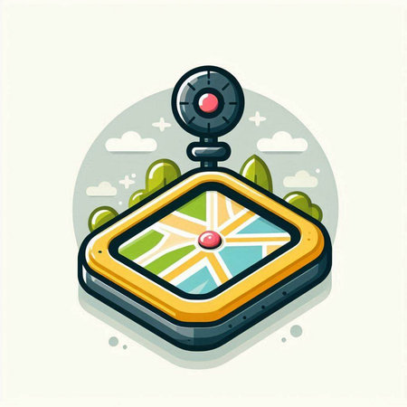 Navigation flat icon. Vector illustration of a navigator on the map.のイラスト素材