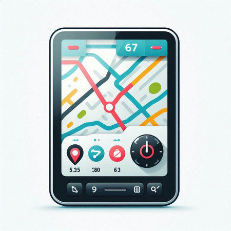 Smart phone with GPS navigator on the screen. Vector illustration.のイラスト素材