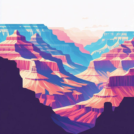 Landscape of Grand Canyon in Arizona, United States. Vector illustration.のイラスト素材