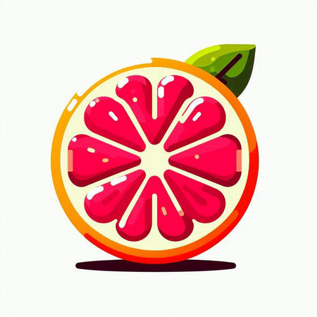 Vector illustration of a slice of grapefruit on a white background.のイラスト素材