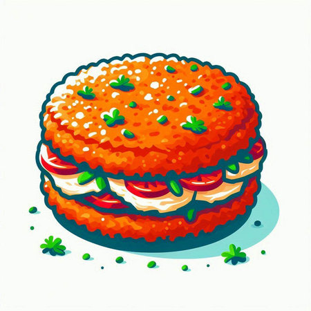 Illustration of a tomato cake on a white background, vector illustrationのイラスト素材