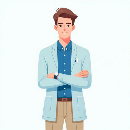 Handsome young man in casual clothes. Vector illustration in cartoon styleのイラスト素材