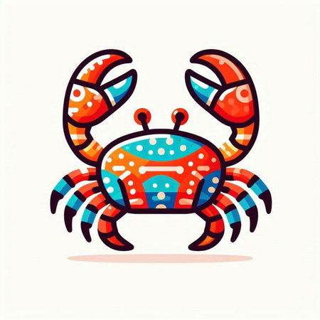 Cute cartoon crab. Vector illustration isolated on a white background.のイラスト素材