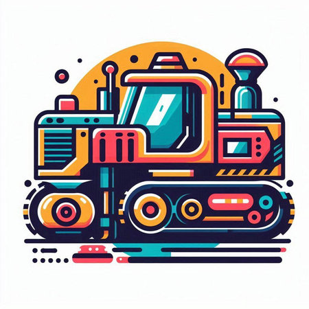Truck, bulldozer, bulldozer. Vector illustration in flat styleのイラスト素材