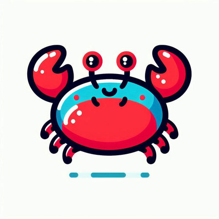 Cute crab on white background. Vector illustration in cartoon style.のイラスト素材