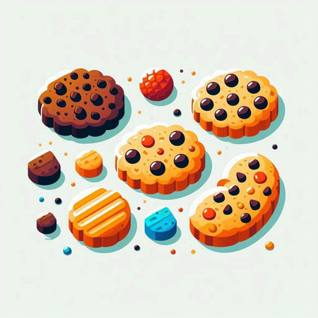 Cookies. Vector illustration in isometric style on a light background.のイラスト素材