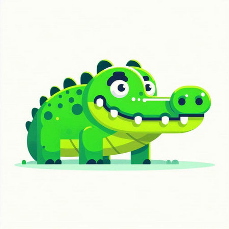 Cute cartoon crocodile on a white background. Vector illustration.のイラスト素材