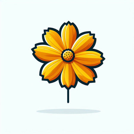Daisy flower icon. Vector illustration of yellow daisy flower.のイラスト素材