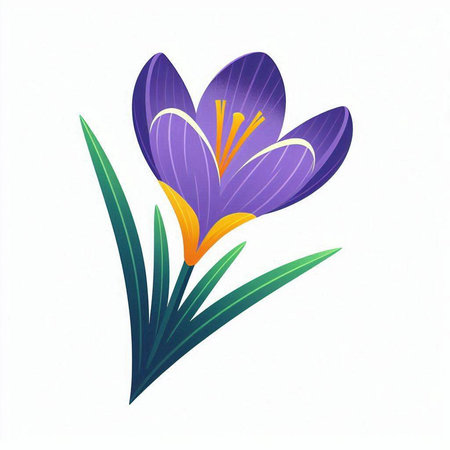 Beautiful crocus flower isolated on white background. Vector illustration.のイラスト素材