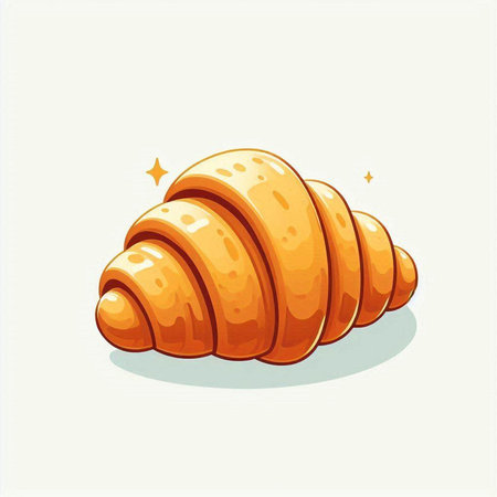 Illustration of a cartoon croissant on a white background.のイラスト素材