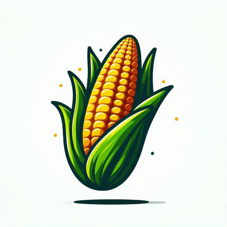 Illustration of a ripe corn on a white background. Vector illustrationのイラスト素材