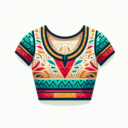 Colorful ethnic embroidery t-shirt design. Vector illustration.のイラスト素材