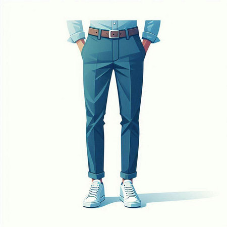Man in jeans and sneakers isolated on white background. Vector illustration.のイラスト素材