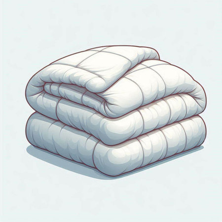 Illustration of a stack of white pillows on a light backgroundのイラスト素材