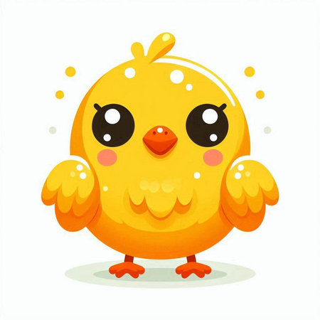 Cute yellow chicken. Vector illustration isolated on a white background.のイラスト素材