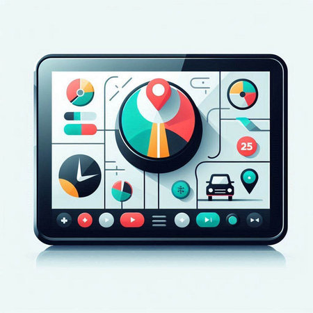 Navigation icon on the touch screen tablet pc. Vector illustration.のイラスト素材