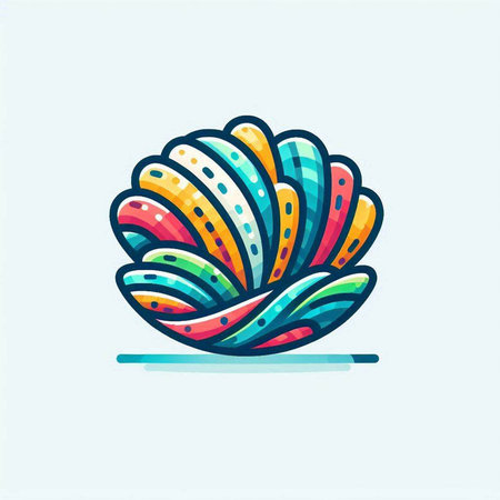Colorful sea shell icon. Vector illustration. Flat design style.のイラスト素材