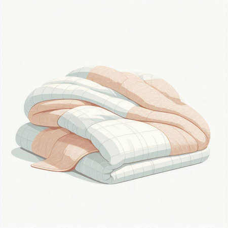 Illustration of a stack of soft pillows on a white backgroundのイラスト素材