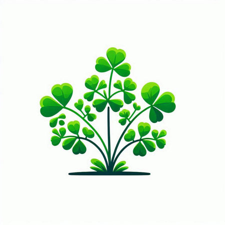 Green clover icon isolated on white background. St. Patrick's Day symbol.のイラスト素材