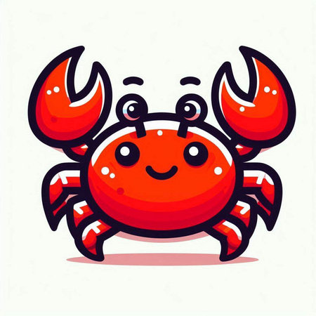 Cute cartoon red crab isolated on white background. Vector illustration.のイラスト素材