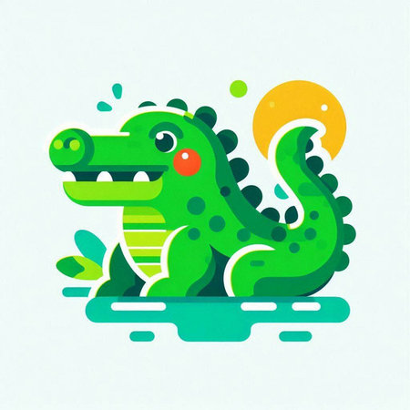 Crocodile vector illustration. Cute cartoon crocodile.のイラスト素材