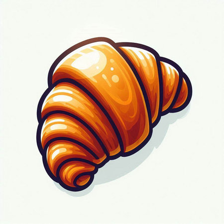 Illustration of a brown croissant on a white background.のイラスト素材