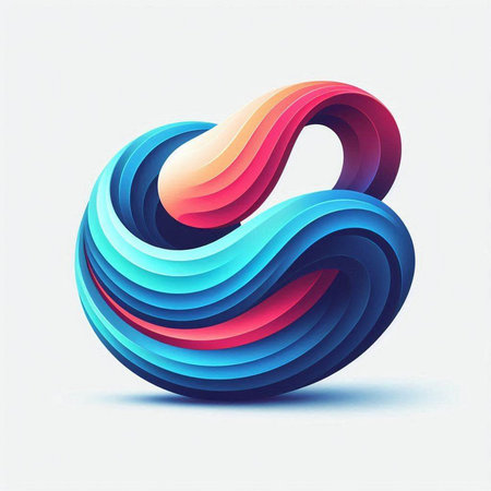 Abstract 3d vector background, blue and pink waves, vector illustration.のイラスト素材