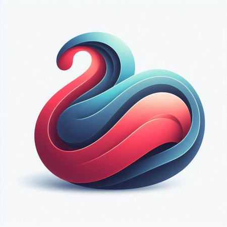abstract swan shape in blue and red colors, vector illustrationのイラスト素材