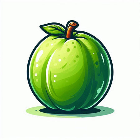 Illustration of a green apple on a white background, vector illustrationのイラスト素材