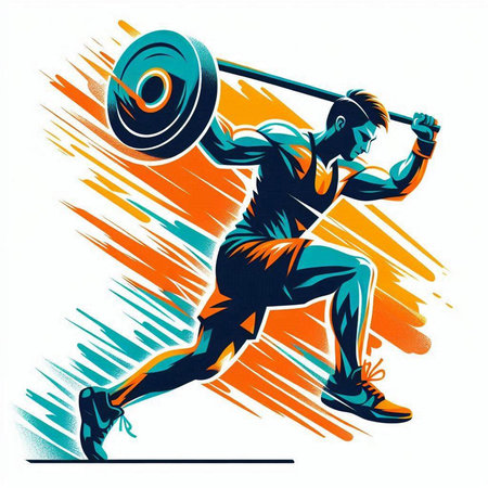 Weightlifter lifting a barbell. Sport illustration. Vector.のイラスト素材