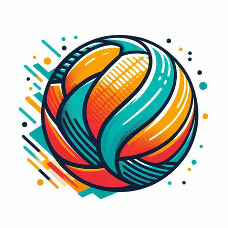 Colorful abstract volleyball ball on a white background. Vector illustration.のイラスト素材