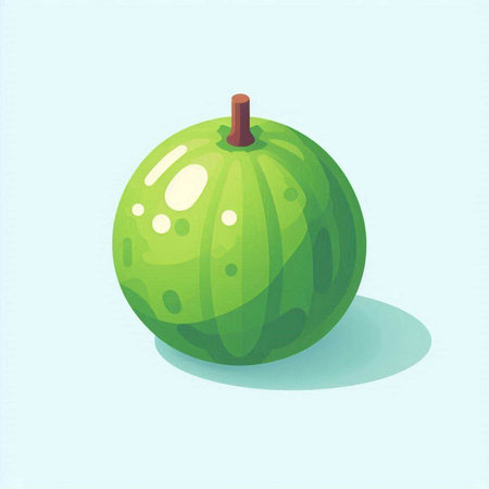 Illustration of a fresh green watermelon on a light blue backgroundのイラスト素材