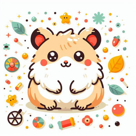 Cute hamster sitting on the floor. Vector illustration for your designのイラスト素材