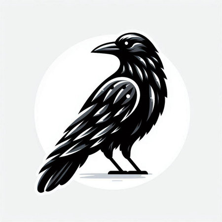 Black crow isolated on white background. Vector illustration. Eps 10.のイラスト素材