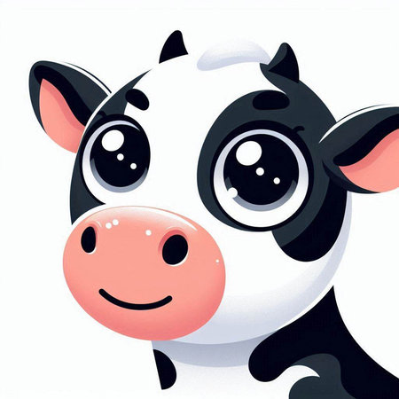 Cute cow isolated on white background. Cartoon style. Vector illustration.のイラスト素材
