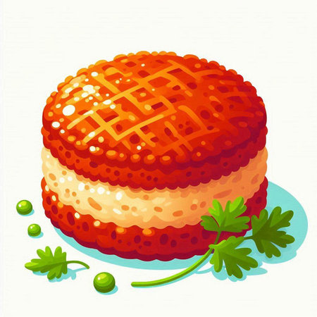Vector illustration of a cake with parsley on a white background.のイラスト素材