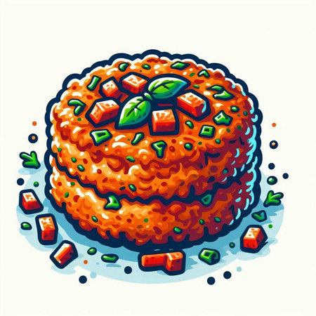 Illustration of a traditional oriental cake with sesame seeds.のイラスト素材