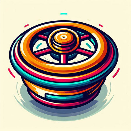 Illustration of a spinning wheel on a light background, vector illustrationのイラスト素材