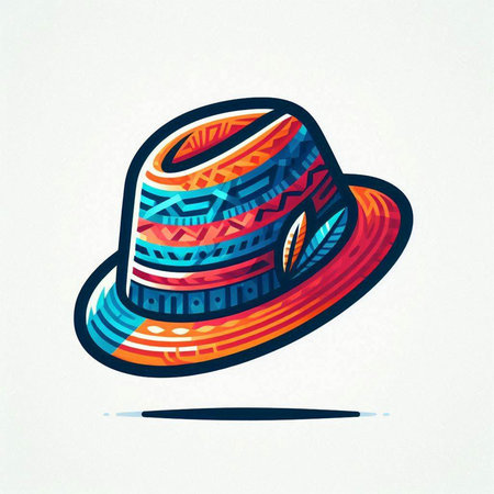 Illustration of a hat with a pattern in the style of bohoのイラスト素材