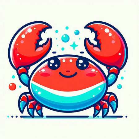 Cute cartoon crab. Vector illustration. Isolated on white background.のイラスト素材