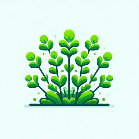 Green plant on blue background. Vector illustration in flat cartoon style.のイラスト素材