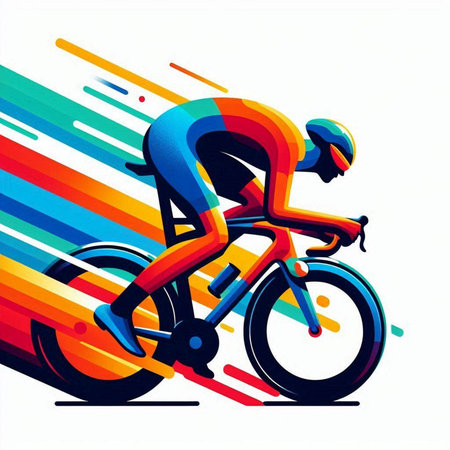 Cyclist vector illustration, abstract colorful background, sport poster.のイラスト素材