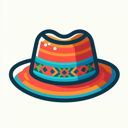 Mexican hat. Vector illustration in flat style. Isolated on white background.のイラスト素材