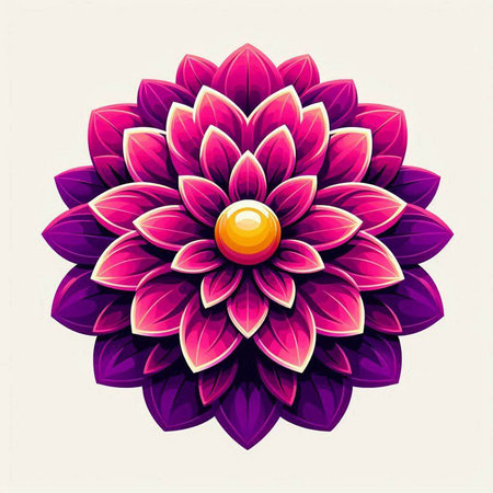 Beautiful purple dahlia flower isolated on white background. Vector illustration.のイラスト素材